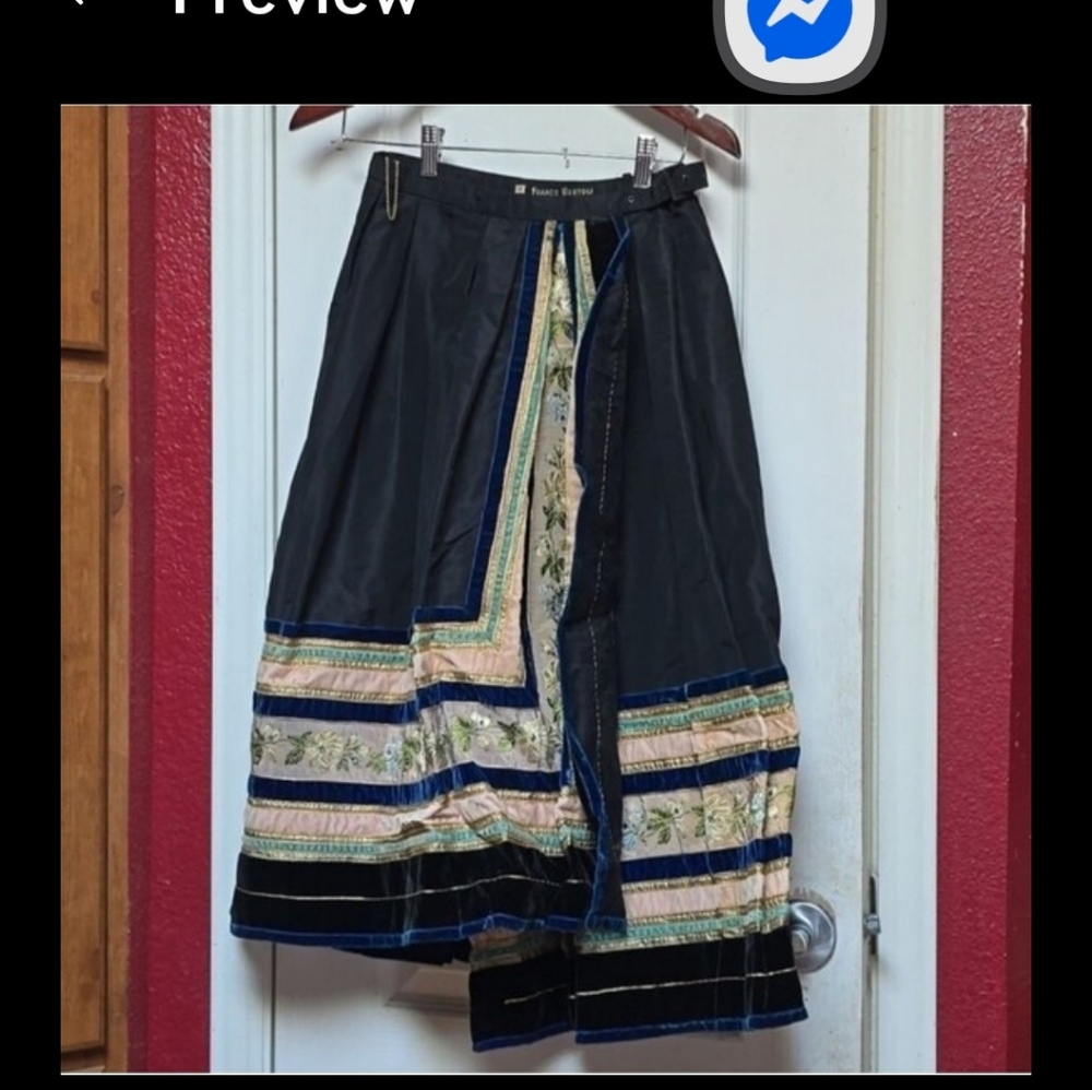 1950s Franco Bertoli Italian Couture Skirt | Velvet & Ribbon Trim | Rare Milan